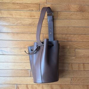 Sezane Chestnut Leather Bucket Tote